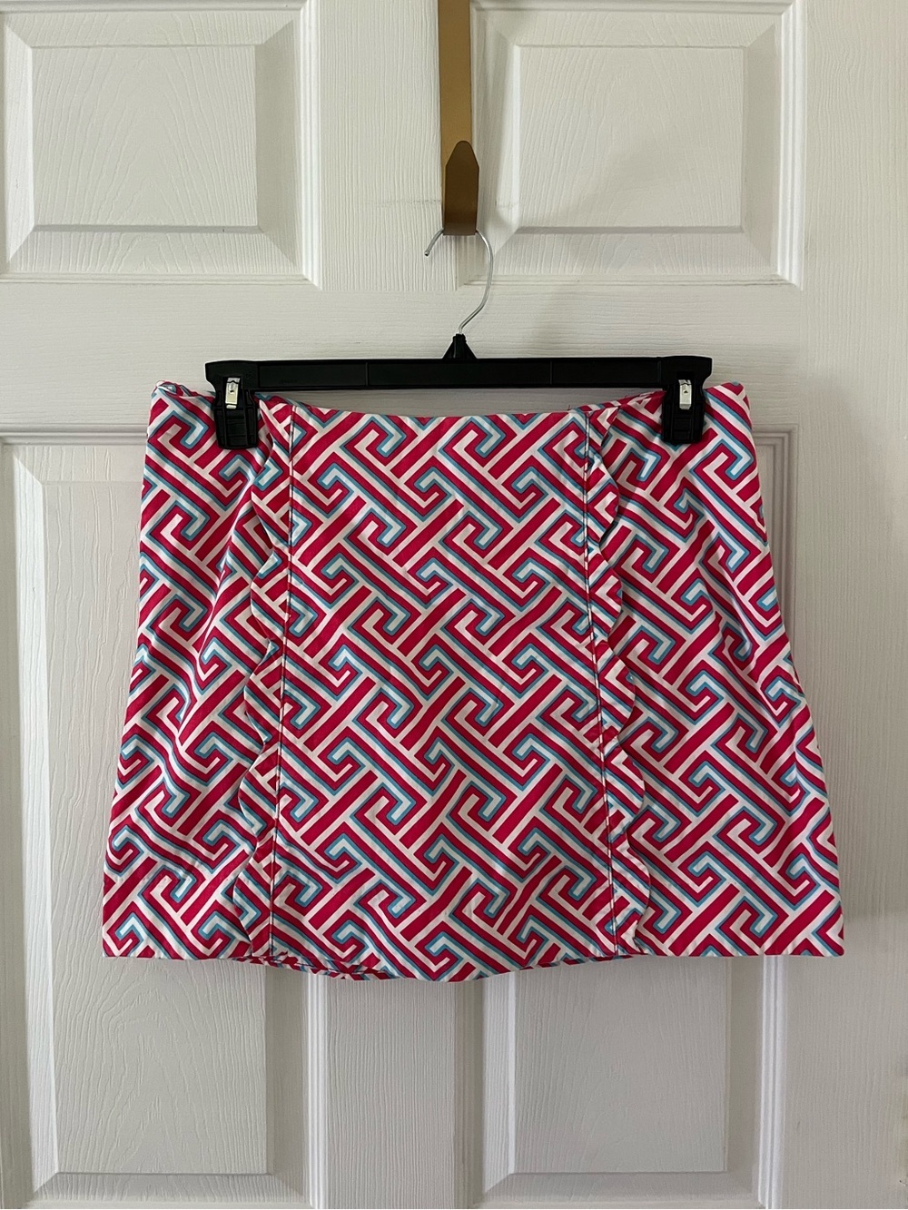 crown & ivy Pink, White & Blue Geo-Print Mini Skirt